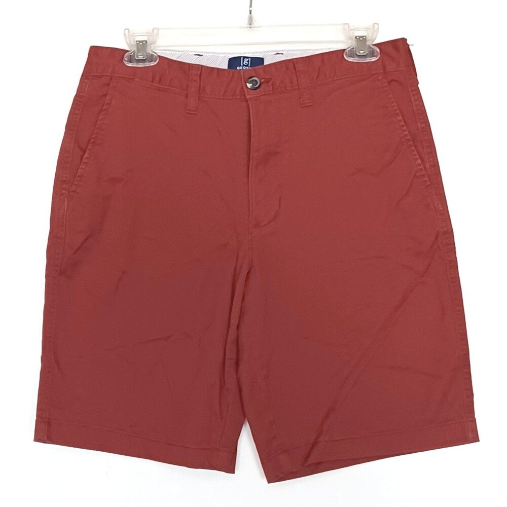 George Men's Shorts Size 30 Red Flat Front Regular Fit Casual